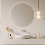 Round White Metal Frame Mirror (Large)