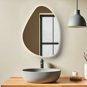 Small Irregular Bathroom Mirror with Backlighting (Shaver)