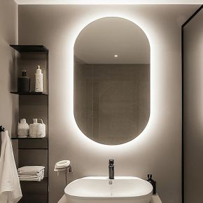 Lozenge Bathroom Mirror with Backlighting (Shaver)