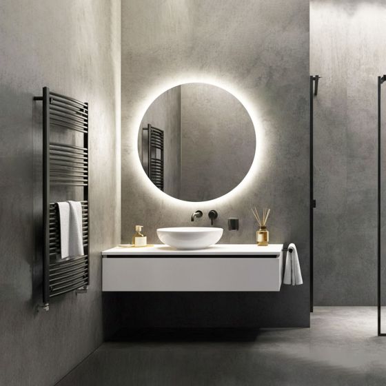 Round LED Bathroom Mirror with Backlighting (Shaver)