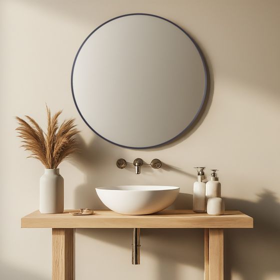 Round Anthracite Metal Frame Mirror (Small)