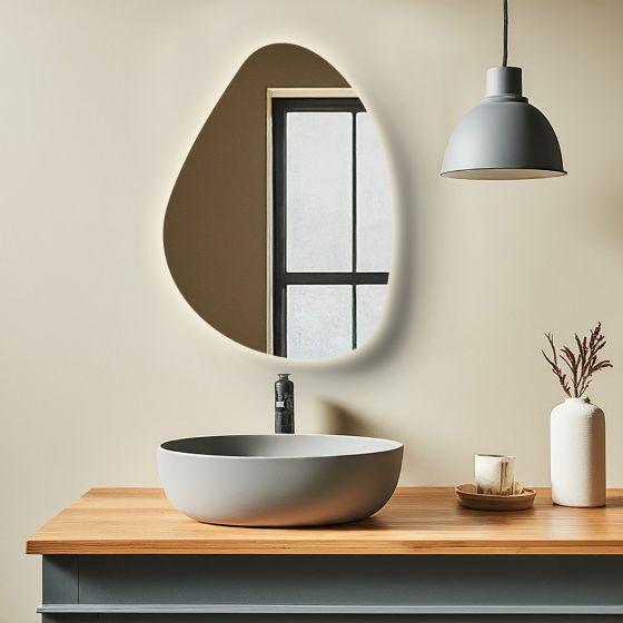 Small Irregular Bathroom Mirror with Backlighting (Shaver)